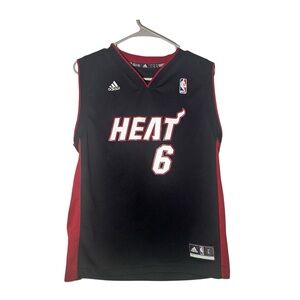 Adidas LeBron James Miami Heat Black Jersey #6 Youth Large (14-16)